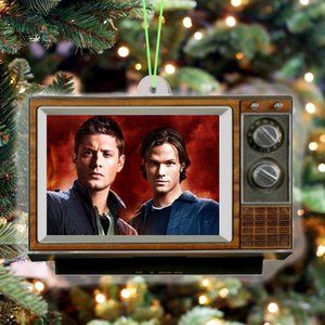 TV Set Supernatural Show Sam Dean Retro Christmas Tree Holiday Ornament NEW
